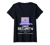 Women's Cyber Security Digital Assets Guardian Internet Design V-Neck T-Shirt
