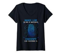 Women's Cyber Security Encrypt Everyone Watching Privacy Humor V-Neck T-Shirt