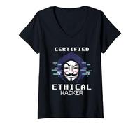 Women's Cyber Security Ethical Hacker IT Analyst Hooded Design V-Neck T-Shirt
