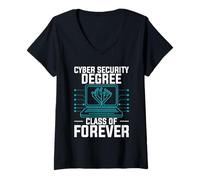 Womens Cyber Security Hacker IT Tech Forever Hacking Cybersecurity V-Neck T-Shirt