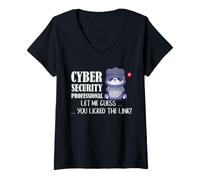 Women's Cyber Security Professional Link Click Awareness Humor V-Neck T-Shirt