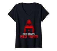 Women's Cyber Security Red Team Analyst Lock Infosec Design V-Neck T-Shirt