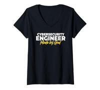 Women's Cybersecurity Engineer Made By God V-Neck T-Shirt