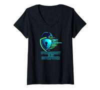 Womens Cybersecurity is My Superpower IT Tech Hacker V-Neck T-Shirt