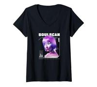 Womens Cyborg Soulscan Futuristic Woman Glitch Art Cyberpunk V-Neck T-Shirt