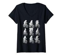Womens Cycling Bicycle Cyclist Wild Animals Animal Pattern V-Neck T-Shirt