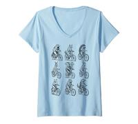 Womens Cycling Bicycle Cyclist Wild Animals Animal Pattern V-Neck T-Shirt