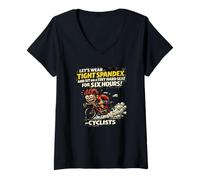 Women's Cycling Ironic Cartoon Hobby Biker V-Neck T-Shirt