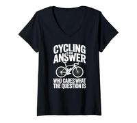 Women's Cycling is The Answer Who Cares What The Question is V-Neck T-Shirt