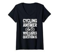 Women's Cycling is The Answer Who Cares What The Question is V-Neck T-Shirt