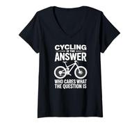 Women's Cycling is The Answer Who Cares What The Question is V-Neck T-Shirt