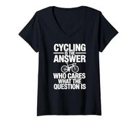 Women's Cycling is The Answer Who Cares What The Question is V-Neck T-Shirt