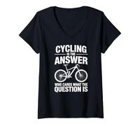 Women's Cycling is The Answer Who Cares What The Question is V-Neck T-Shirt