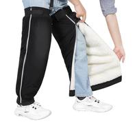 Women's Cycling Leg Warmers Men with Zipper and Reflective Strips Thicken Fleece Inner Windproof Waterproof Knee Shin Pads (Black, 27.6 inch/70 cm)