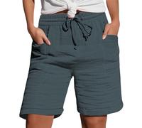 Womens Cycling Shorts Knee Length Cropped Trousers Ladies Solid Drawstring Hot Pants with Pockets Half Length Capri Bermuda Shorts Buy Again My Orders