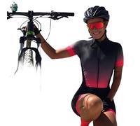 Women's Cycling Suit Triathlon Racing Team Jersey One Piece Jumpsuit Short Sleeve Tight Cycling Suit GEL Pad XS-3XL, 6, XS