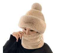 Women's Cycling Windproof Scarf Hat, Thicken Warm Cycling Cap Thermal Neck Warmer, Warm Hat Earmuffs Cap, Winter Scarf Mask Set for Women (Khaki)