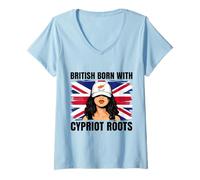 Women's Cypriot Roots British Born Girl Pride Cyprus Heritage V-Neck T-Shirt