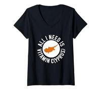 Women's Cyprus All I Need is Vitamin Cyprus Flag Heart I Love Cyprus V-Neck T-Shirt