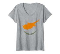 Womens Cyprus Cypriot National Flag Independence Mediterranean V-Neck T-Shirt