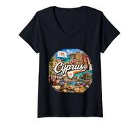 Women's Cyprus, Island in Europe, Mount Olympus V-Neck T-Shirt