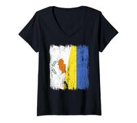 Womens Cyprus Ukraine Half Flag Cypriot Ukrainian Heritage V-Neck T-Shirt