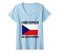 Womens Czech Flag I Have People in The Czech Republic V-Neck T-Shirt