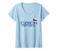 Women's Czech Republic CZECHIA Flag Athletic Jersey Style V-Neck T-Shirt