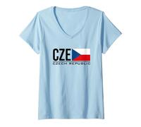 Womens CZECH REPUBLIC FLAG COUNTRY CODE CZE SPORTS GAMES ATHLETE V-Neck T-Shirt