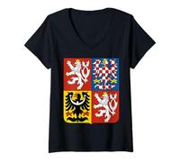 Womens Czech Republic Flag Souvenir Praha Prague V-Neck T-Shirt