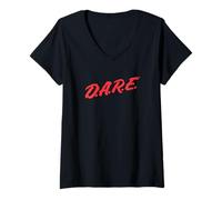 Womens D.A.R.E. Program Simple Red Logo Retro PSA V-Neck T-Shirt