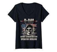 Women's D-Day 2026 82nd Anniversary Normandy D-Day Omaha Beach 1944 V-Neck T-Shirt