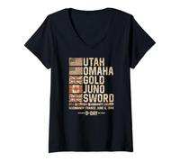 Women's D-Day 6 June 1944 Beaches Remember and Honor Aged V-Neck T-Shirt