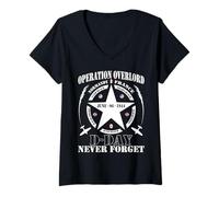 Women's D-Day 6 June 1944 WW2 Normandy France Never Forget V-Neck T-Shirt