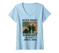 Womens D-Day 81st Anniversary Normandy Paratrooper Military Tribute V-Neck T-Shirt