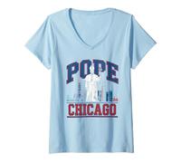 Womens Da Pope Tshirt Chicago Pope Leo XIV Provost American USA V-Neck T-Shirt