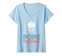 Womens Da Pope Tshirt Chicago Pope Leo XIV Provost American USA V-Neck T-Shirt