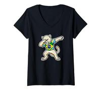 Women's Dabber Dabbing Brazil Leopard Dance V-Neck T-Shirt