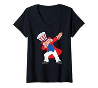 Womens Dabbing Abraham Abe Lincoln Patriotic 4th Of July, Funny USA V-Neck T-Shirt