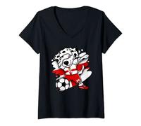 Womens Dabbing Dalmatian Northern Ireland Soccer Fans Jersey Sport V-Neck T-Shirt