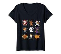 Womens Dabbing Holiday Crew: Funny Thanksgiving Halloween Christmas V-Neck T-Shirt