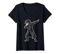 Womens Dabbing Medieval Plague Doctor Steampunk Physician V-Neck T-Shirt
