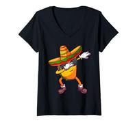 Women's Dabbing Mexican Taco Mexican Sombrero Festival Cinco De Mayo V-Neck T-Shirt
