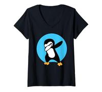 Womens Dabbing Penguin - Cute Penguin V-Neck T-Shirt