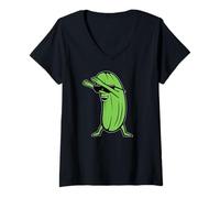 Women's Dabbing Pickle Dab Dance Hip Hop Music Lover V-Neck T-Shirt
