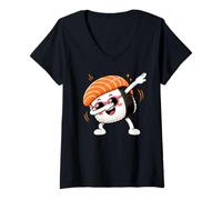 Women's Dabbing Sushi Roll Japanese Food Lovers Fun Dab Dance Sushi V-Neck T-Shirt
