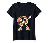 Women's Dabbing Sushi Roll Japanese Food Lovers Fun Dab Dance Sushi V-Neck T-Shirt