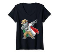 Women's Dabbing Wolf Italian Tourist Funny Italy Vacation Flag V-Neck T-Shirt
