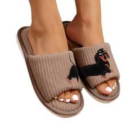 Women's Dachshund Print Slippers Open Toe Warm Winter House Shoes | Dachshund print styling and an open toe combine with a warm finish for playful indoor footwear through the colder months.
