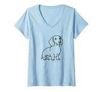 Womens Dachshund Weiner Sausage Dog V-Neck T-Shirt